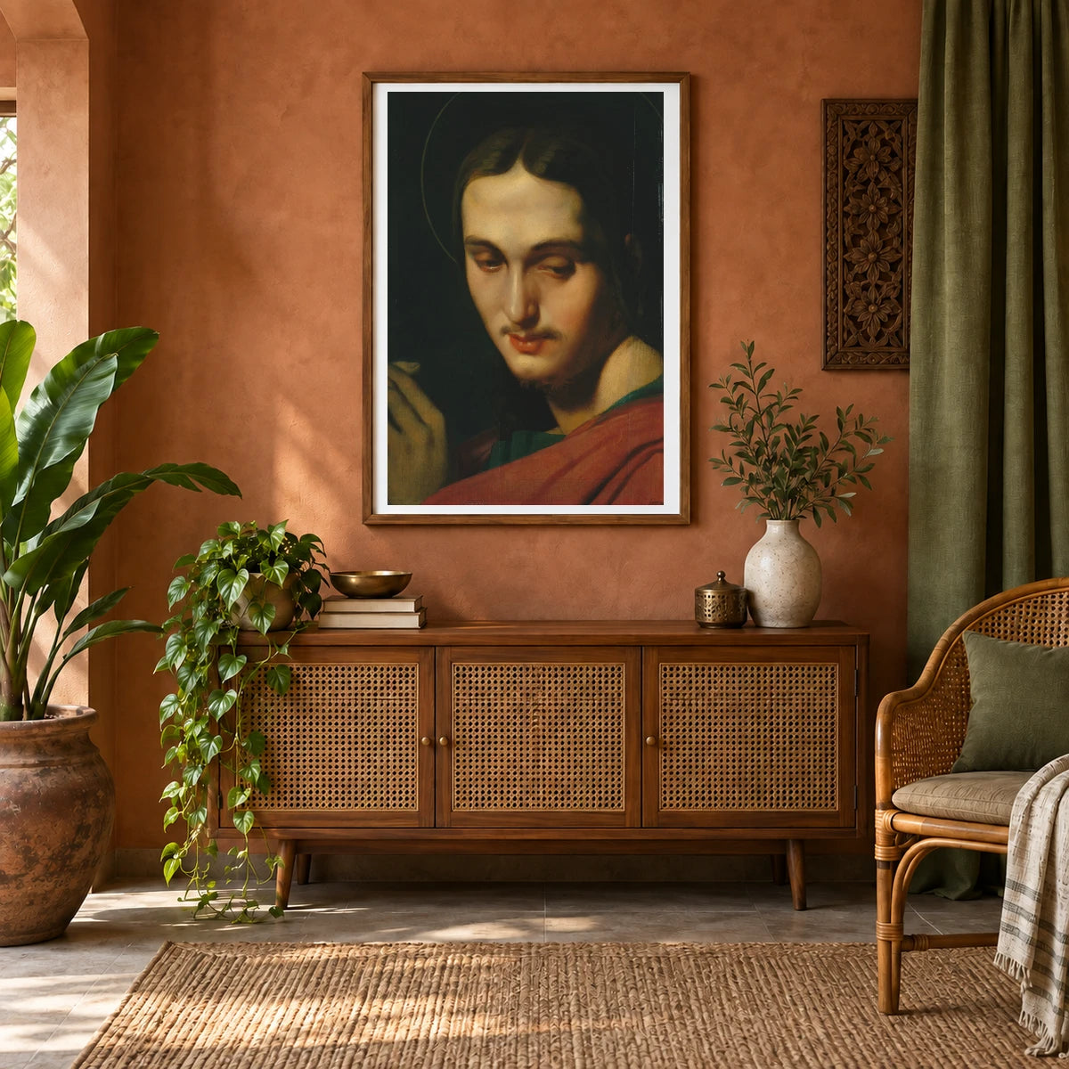 Head Of Saint John The Evangelist By Jean Auguste Dominique Ingres — Classical Art shown in a styled interior