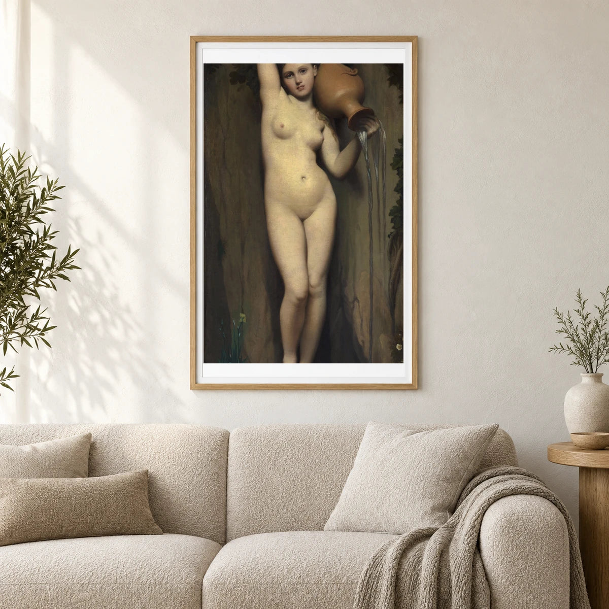Jean Auguste Dominique Ingres The Spring — Classical Art shown in a styled interior