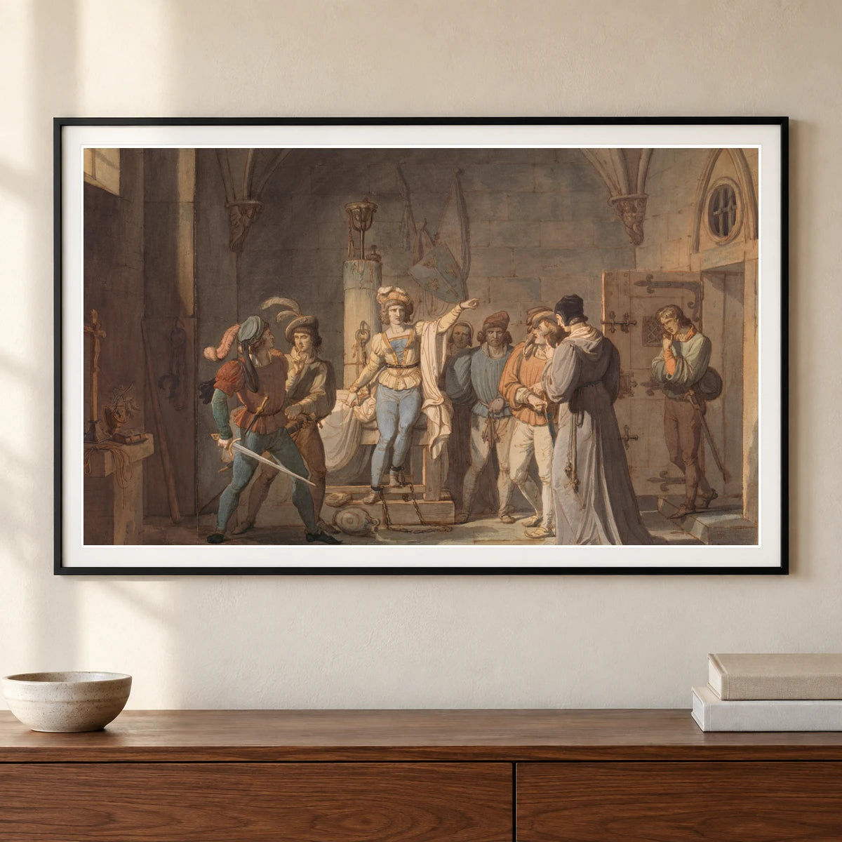 Joan Of Arc Imprisoned In Rouen By Pierre Henri Revoil — Classical Art shown in a styled interior