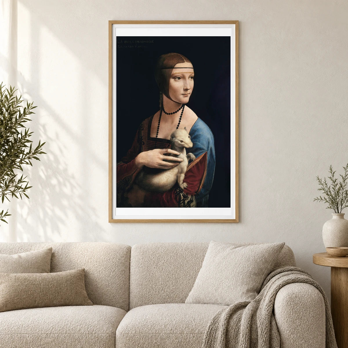 Leonardo Da Vinci S Lady With An Ermine (ca. 1490) — Classical Art shown in a styled interior