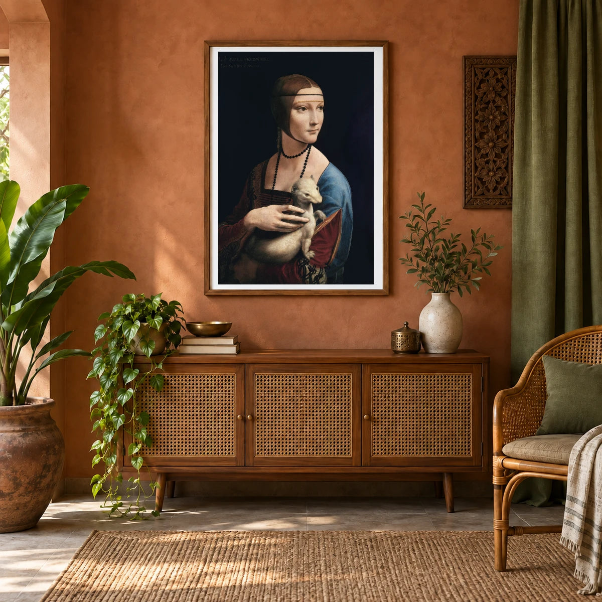 Leonardo Da Vinci S Lady With An Ermine (ca. 1490) — Classical Art shown in a styled interior