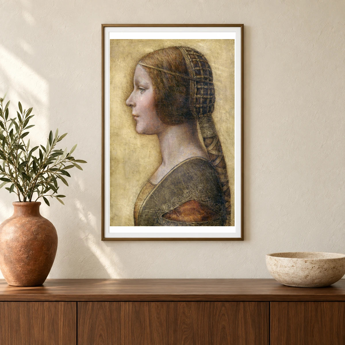 Leonardo Da Vinci S Profile Of A Young Fiancée — Classical Art shown in a styled interior