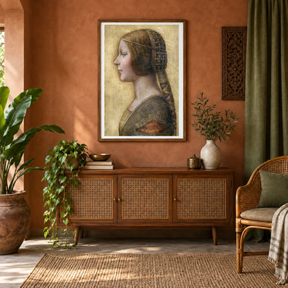 Leonardo Da Vinci S Profile Of A Young Fiancée — Classical Art shown in a styled interior