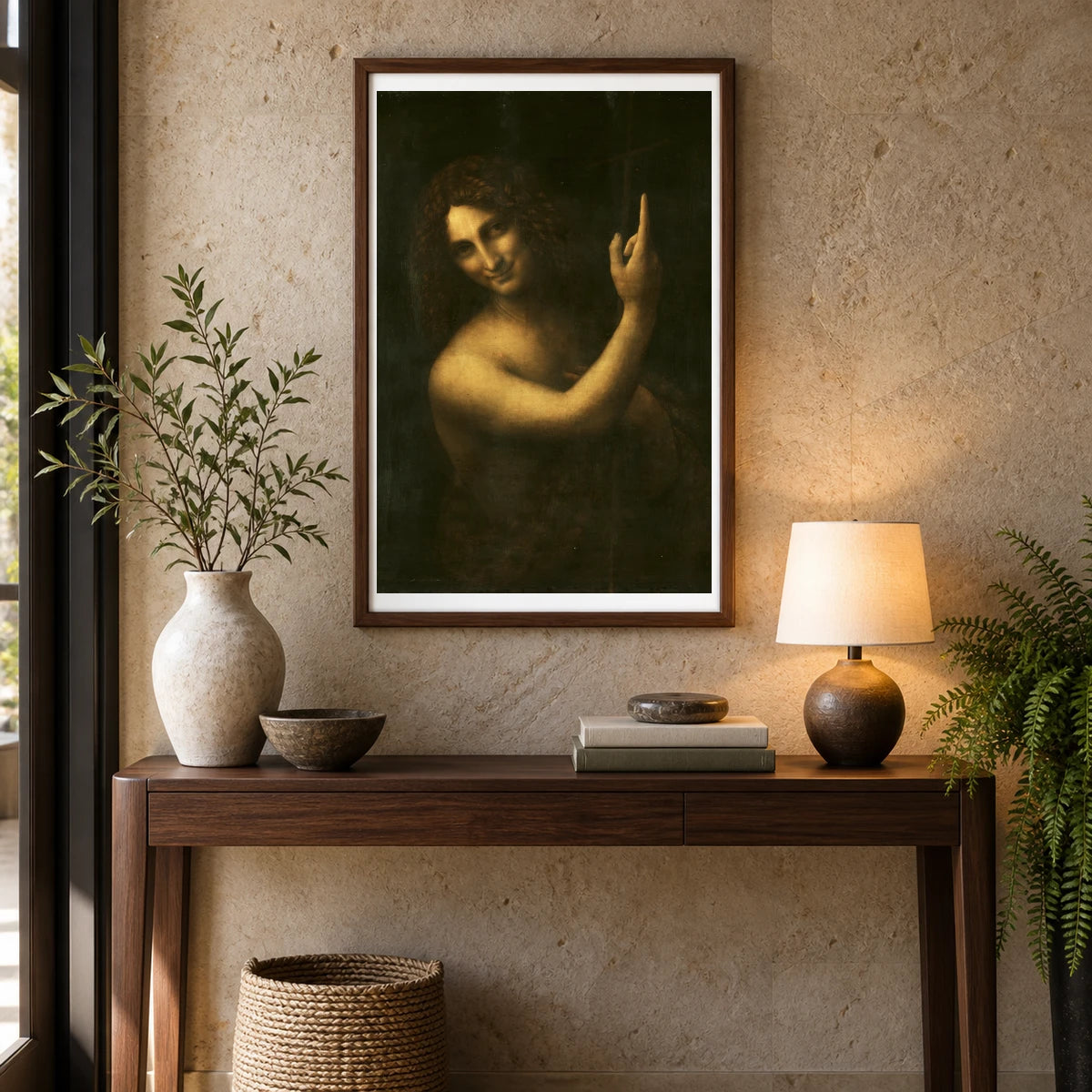 Leonardo Da Vinci S Saint John The Baptist — Classical Art shown in a styled interior