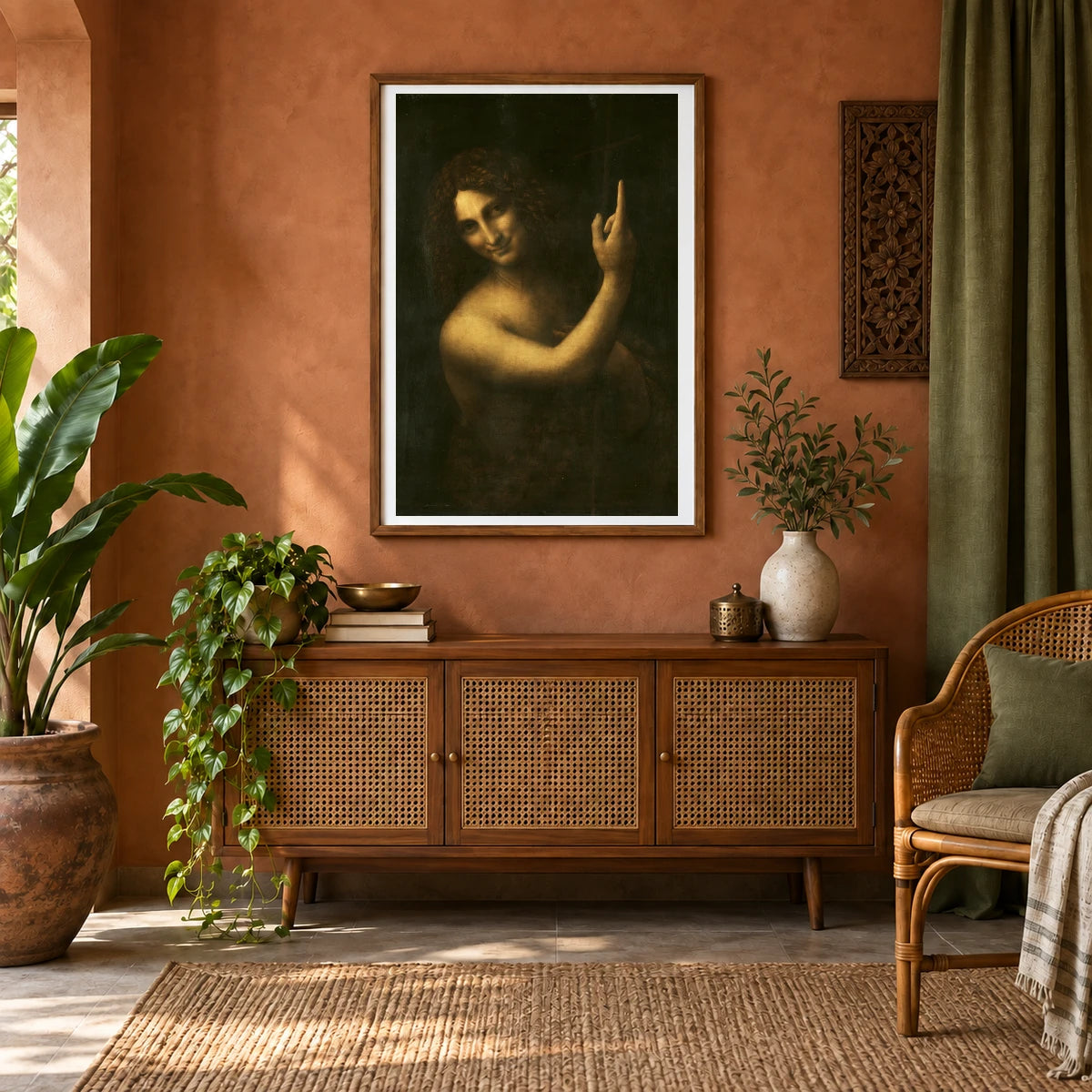 Leonardo Da Vinci S Saint John The Baptist — Classical Art shown in a styled interior