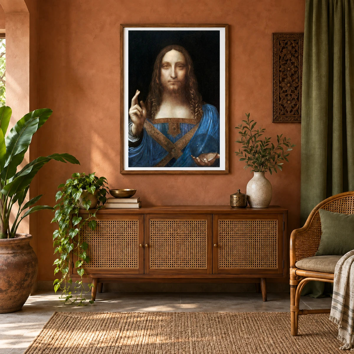 Leonardo Da Vinci S Salvator Mundi — Classical Art shown in a styled interior