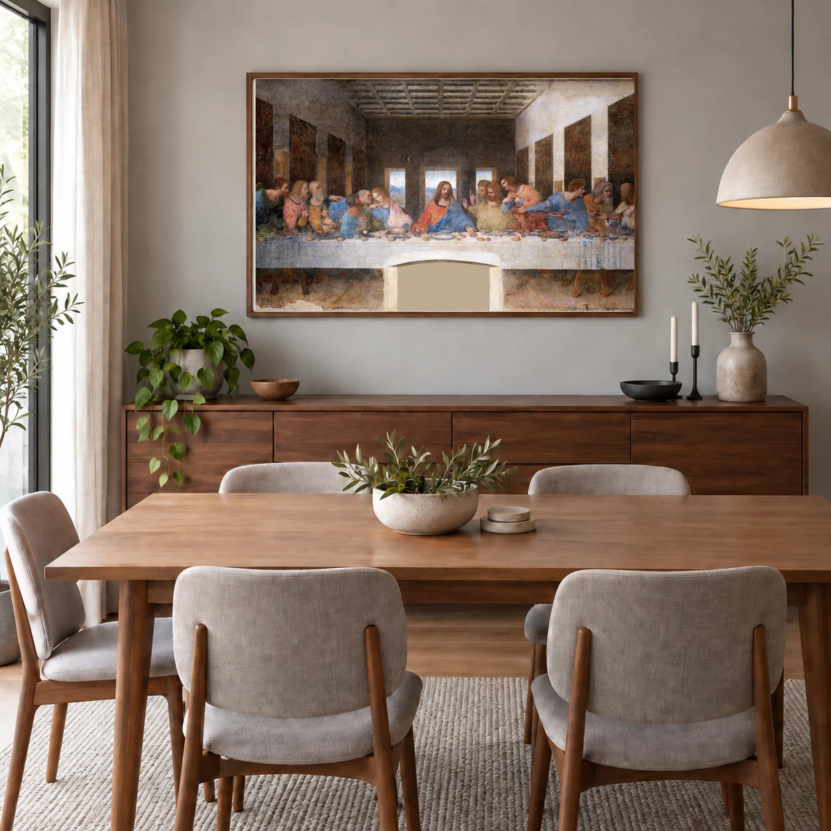 Leonardo Da Vinci S The Last Supper — Classical Art shown in a styled interior