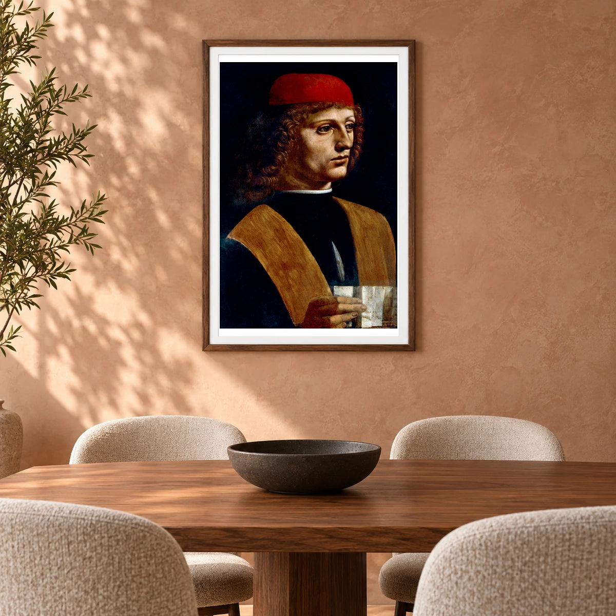 Leonardo Da Vinci S The Portrait Of A Musician — Classical Art shown in a styled interior