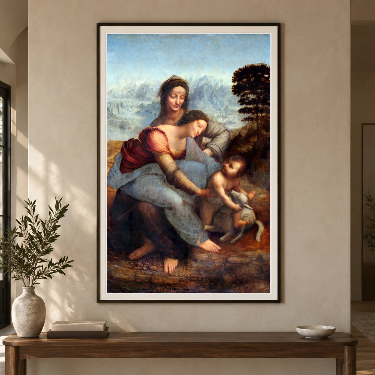Leonardo Da Vinci S The Virgin And Child With Saint Anne (circa 1503) — Classical Art shown in a styled interior