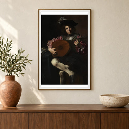 Lute Player By Valentin De Boulogne — Classical Art shown in a styled interior