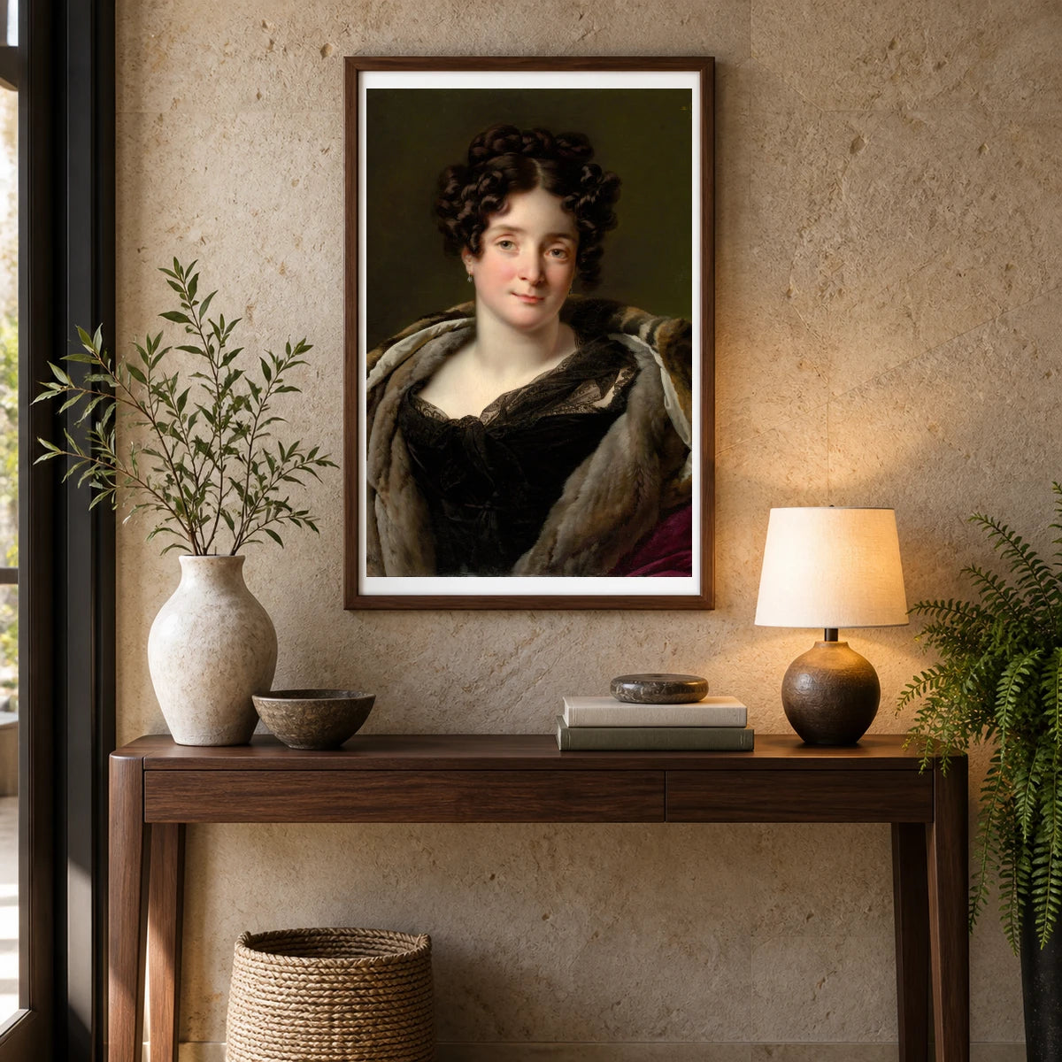 Madame Jacques Louis Étienne Reizet (colette Désirée Thérèse Godefroy, 1782–1850) By Anne Louis Girodet Trioson — Classical Art shown in a styled interior