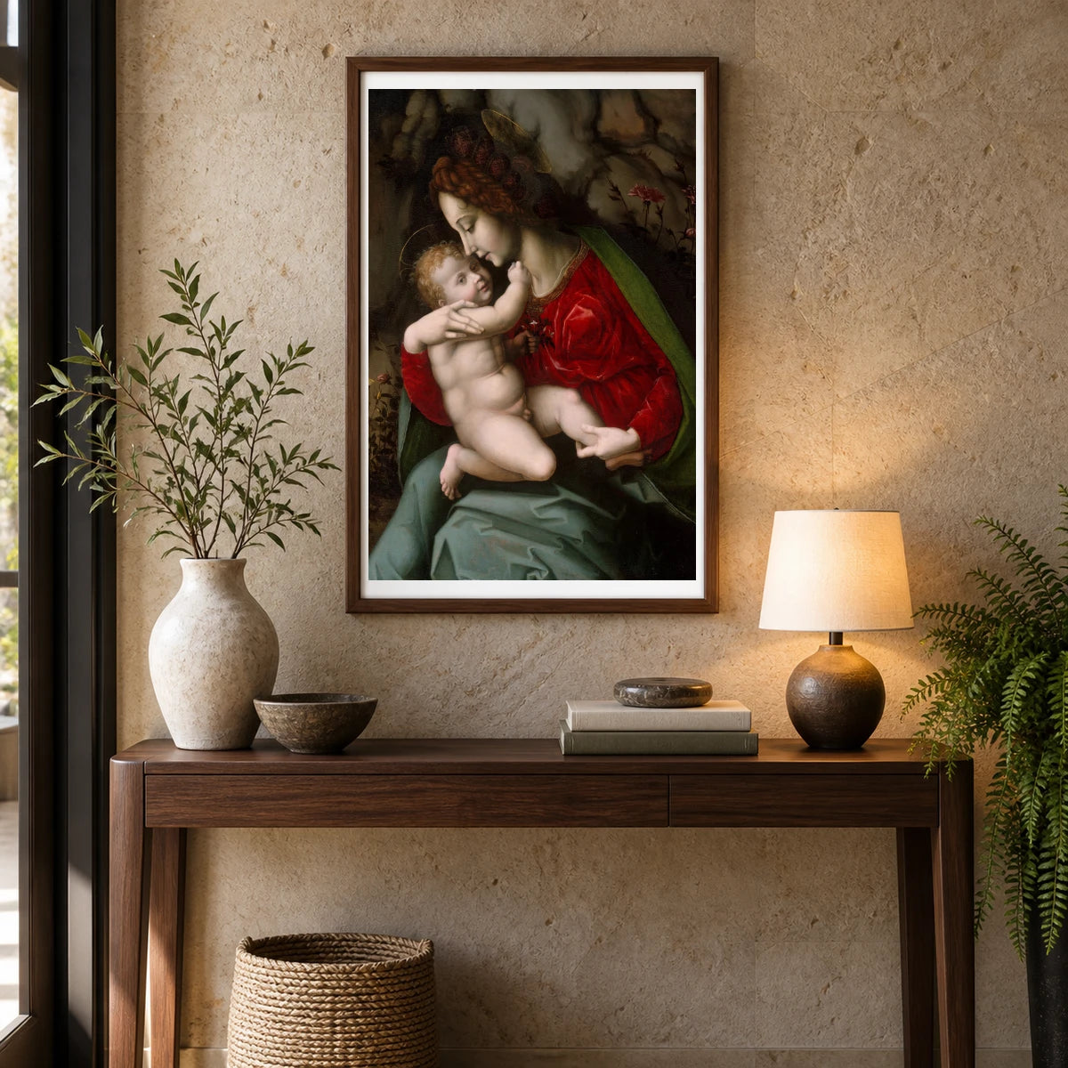 Madonna And Child By Bachiacca — Classical Art shown in a styled interior