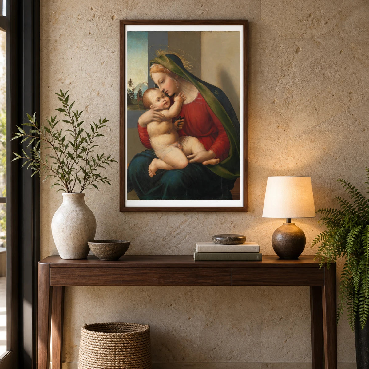 Madonna And Child By Francesco Granacci — Classical Art shown in a styled interior