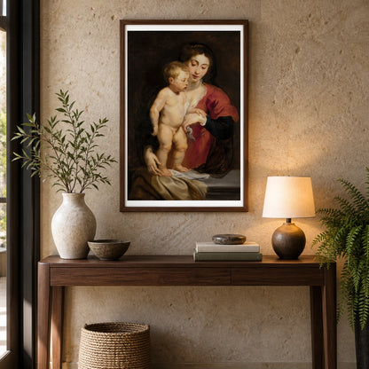 Madonna And Child By Peter Paul Rubens — Classical Art shown in a styled interior