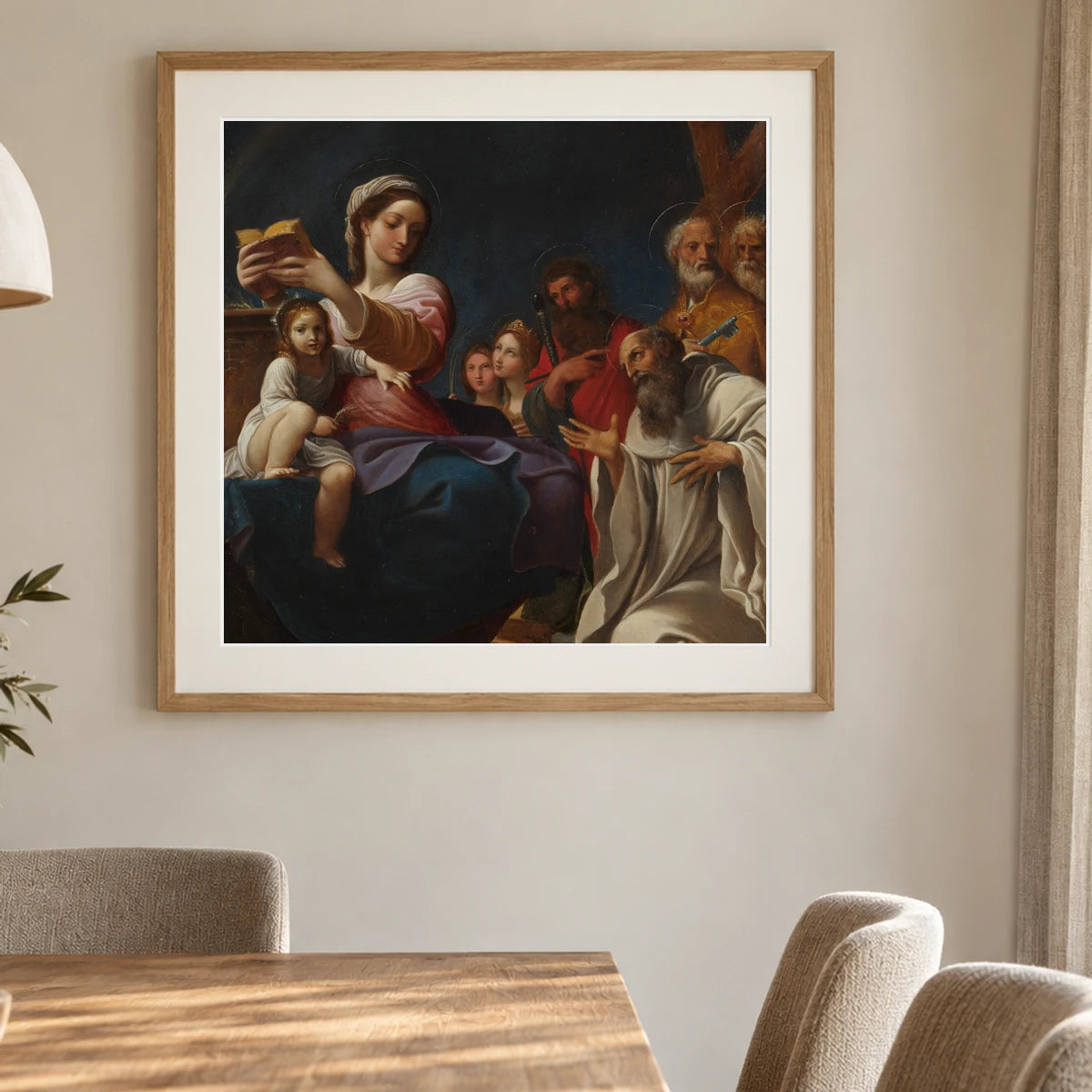 Madonna And Child With Saints By Ludovico Carracci — Classical Art shown in a styled interior
