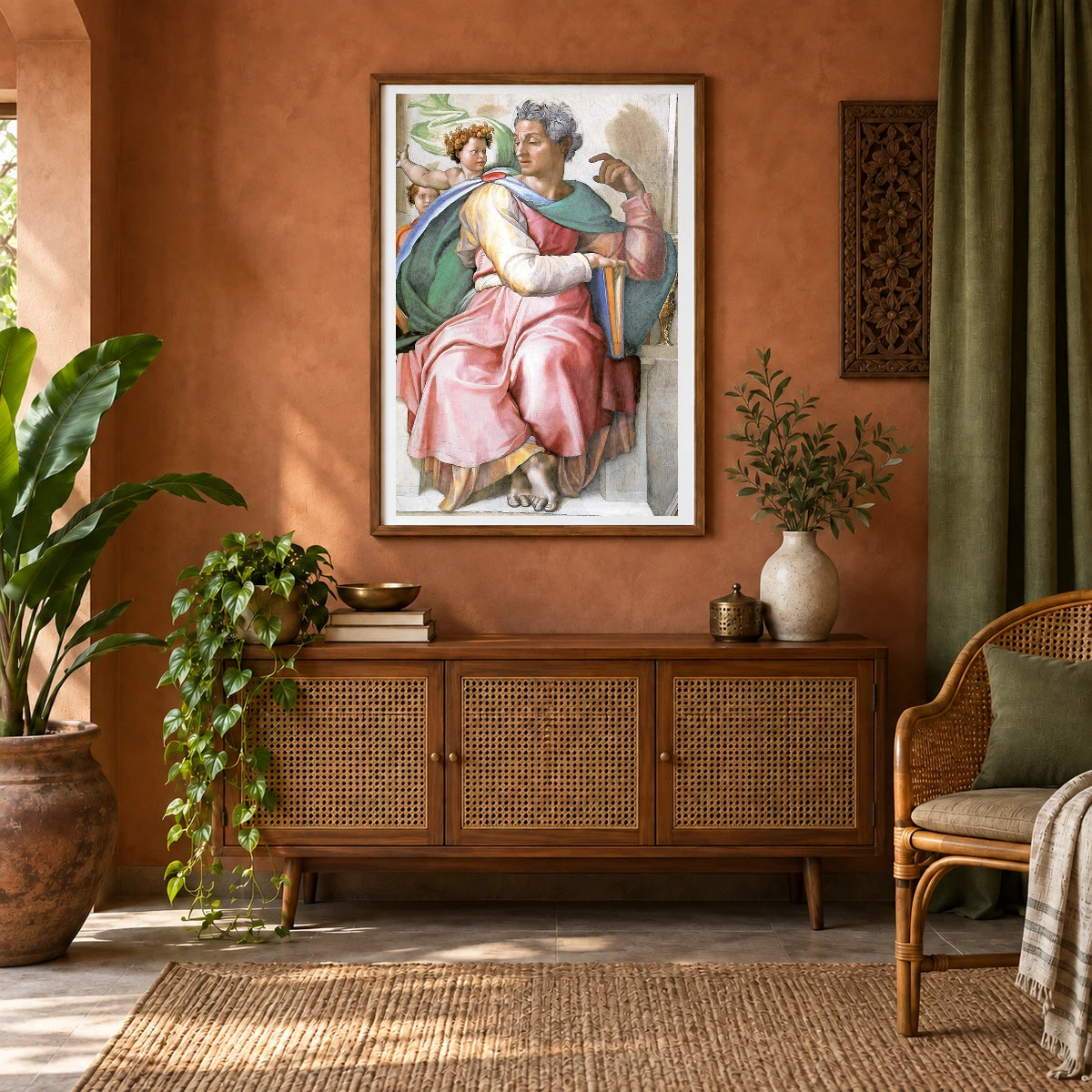 Michelangelo Buonarroti S Isaiah (1508–1512) Famous Painting — Classical Art shown in a styled interior