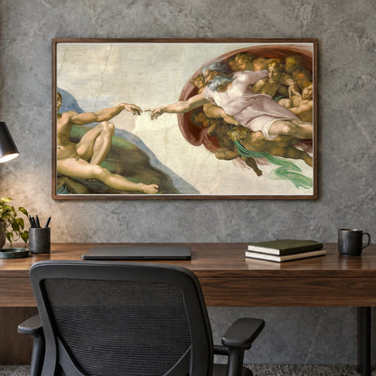 Michelangelo Buonarroti S The Creation Of Adam — Classical Art shown in a styled interior