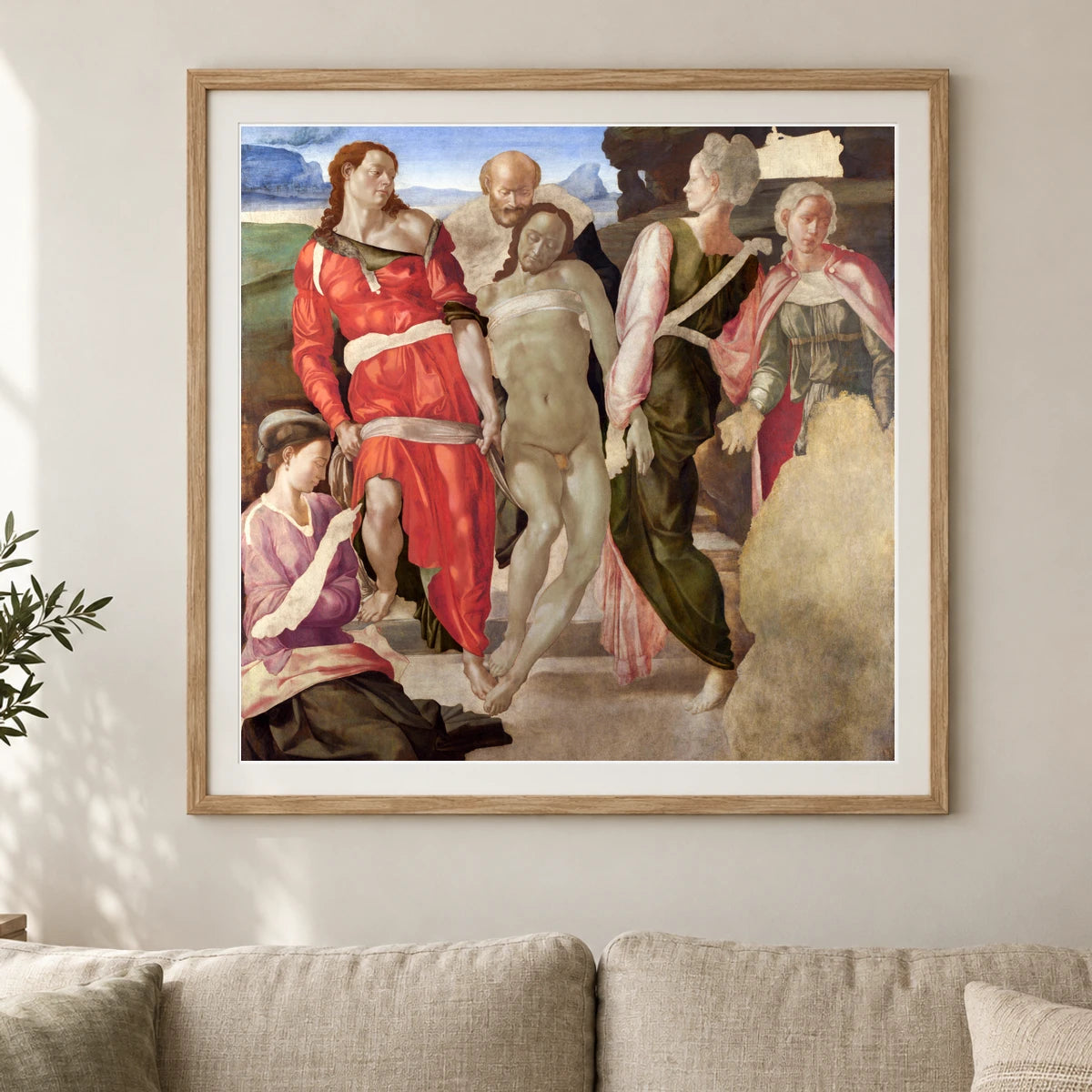 Michelangelo Buonarroti S The Entombment — Classical Art shown in a styled interior