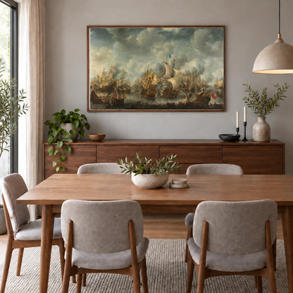 Naval Battle Near Ter Heijde On 10 August 1653, During The First Anglo Dutch War — Classical Art shown in a styled interior
