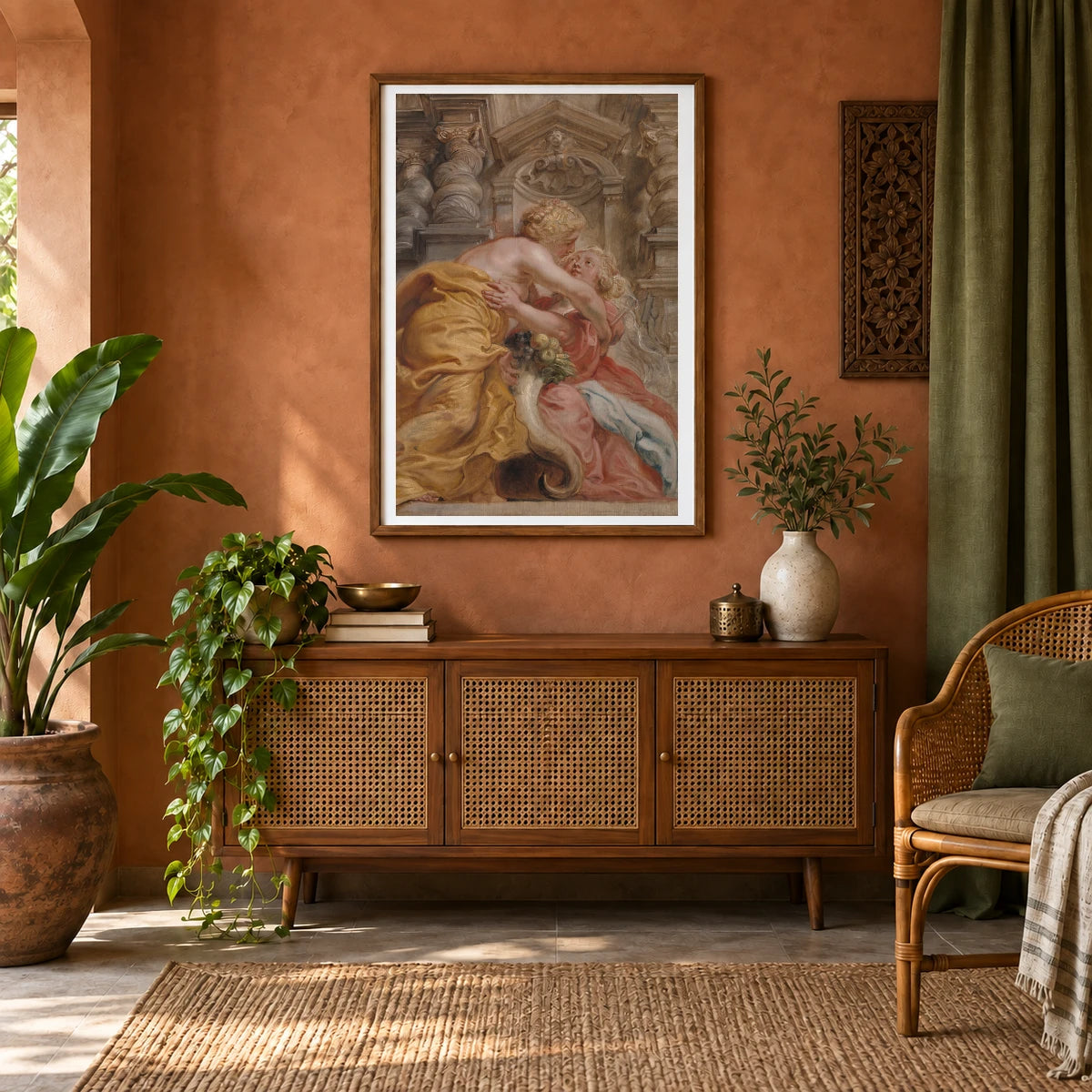 Peace Embracing Plenty — Classical Art shown in a styled interior