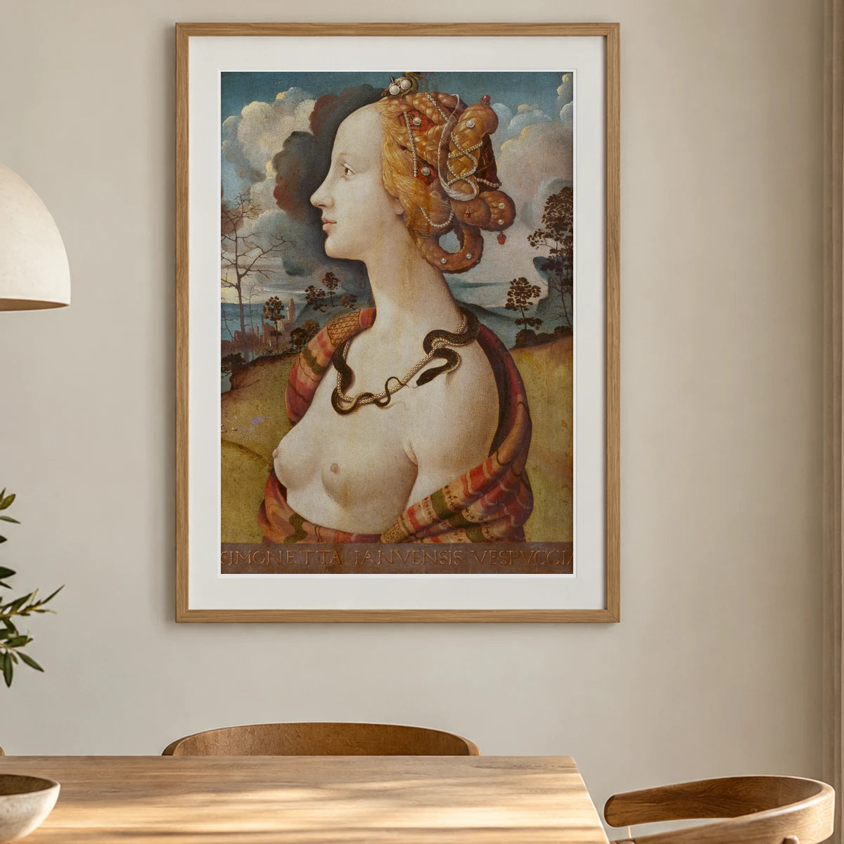 Piero Di Cosimo Portrait De Femme Dit De Simonetta Vespucci — Classical Art shown in a styled interior