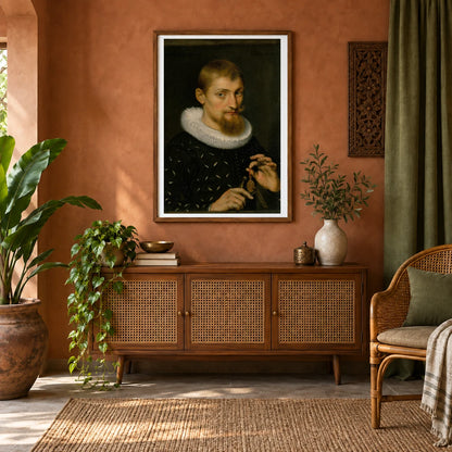 Portrait Of A Man, Possibly An Architect Or Geographer By Peter Paul Rubens — Classical Art shown in a styled interior