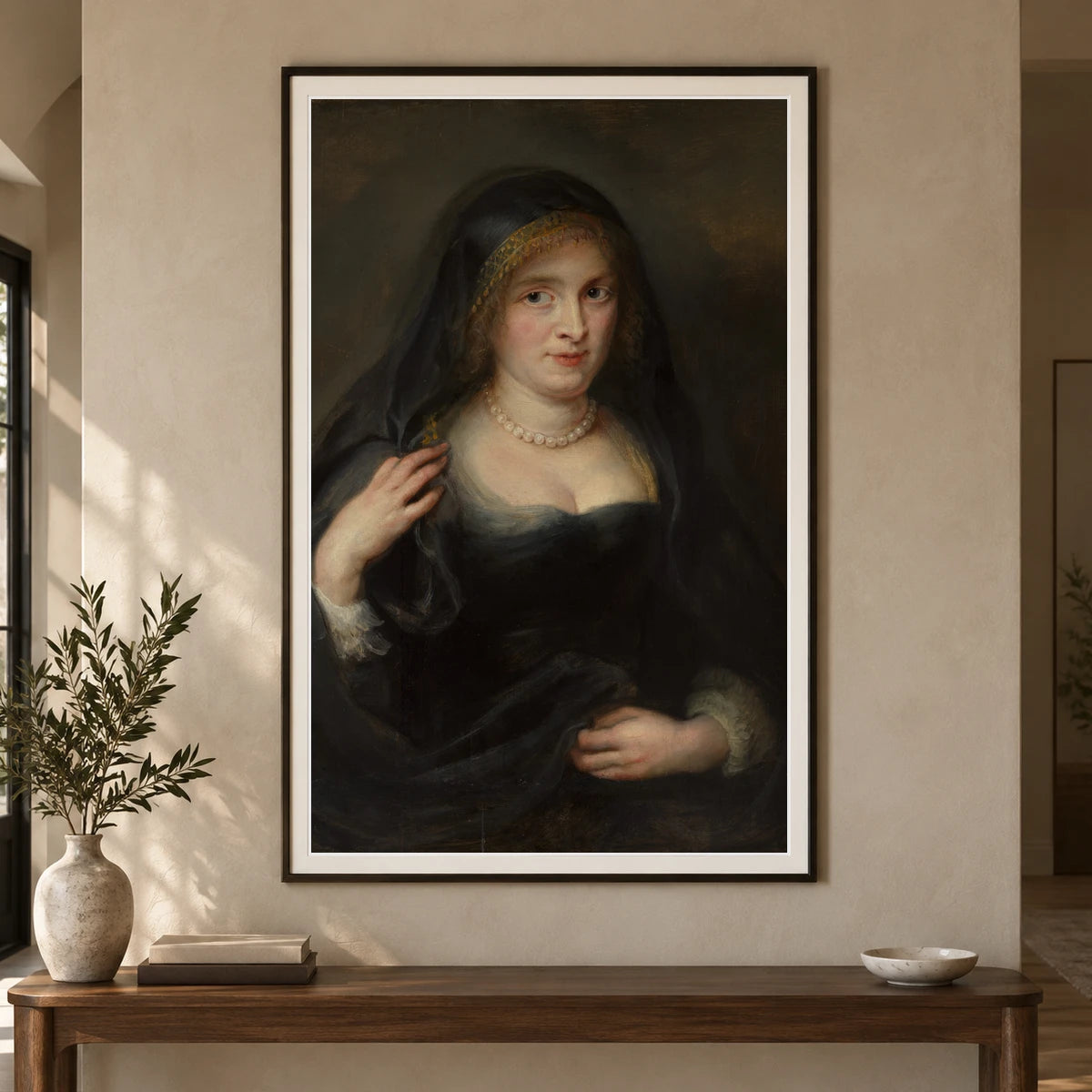 Portrait Of A Woman, Probably Susanna Lunden (susanna Fourment, 1599–1628) By Peter Paul Rubens — Classical Art shown in a styled interior
