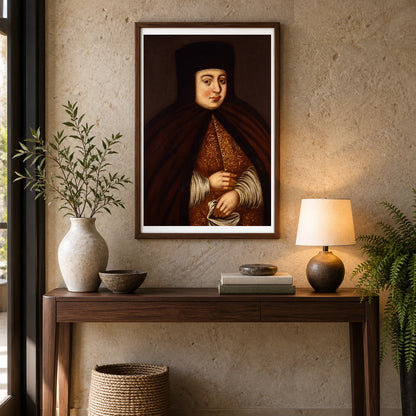 Portrait Of Tsaritsa Natalya Kirillovna Naryshkina. Unknown Artist — Classical Art shown in a styled interior