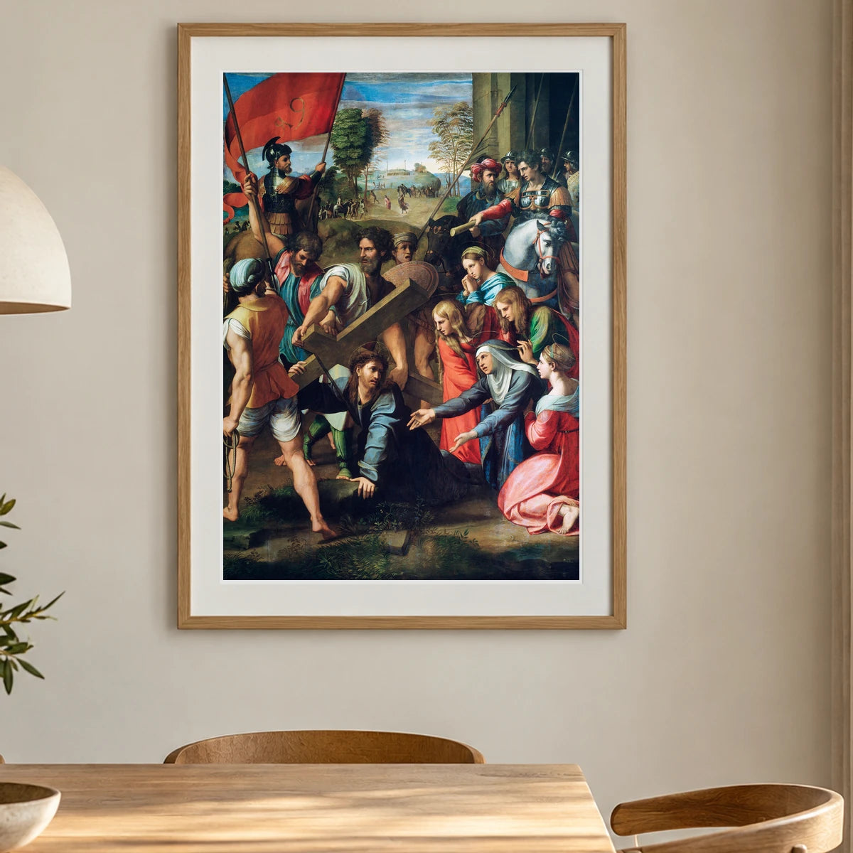 Raphael S Christ Falling On The Way To Calvary — Classical Art shown in a styled interior
