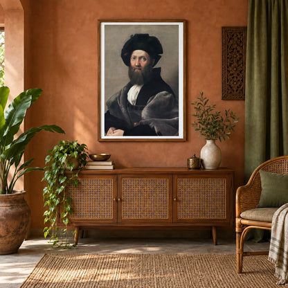 Raphael S Portrait Of Baldassarre Castiglione — Classical Art shown in a styled interior