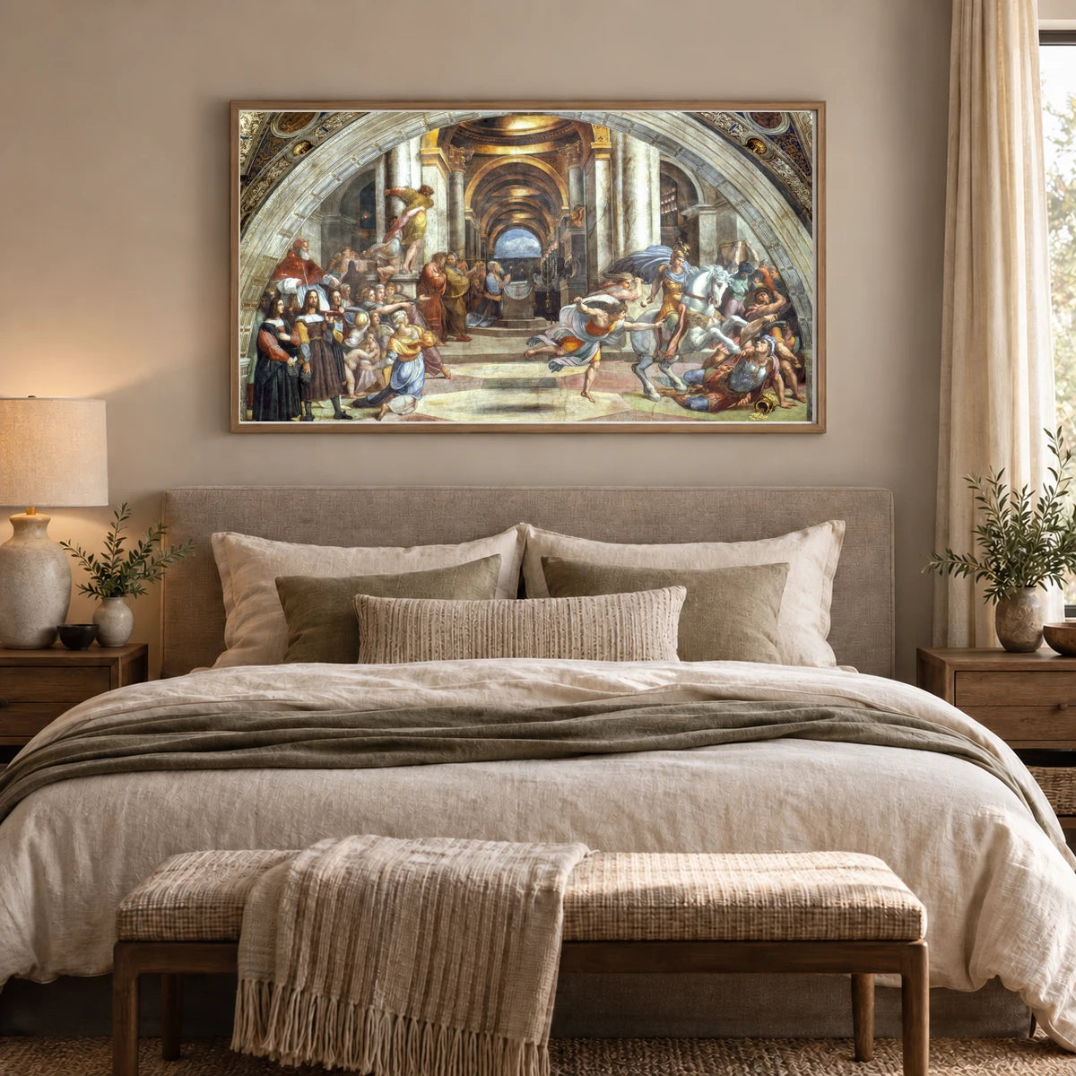 Raphael S The Expulsion Of Heliodorus From The Temple — Classical Art shown in a styled interior