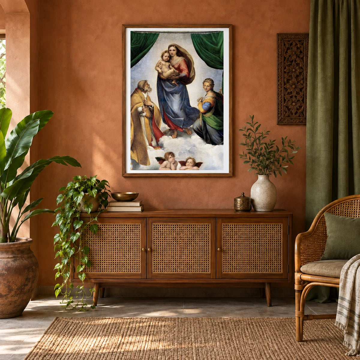 Raphael S The Sistine Madonna — Classical Art shown in a styled interior