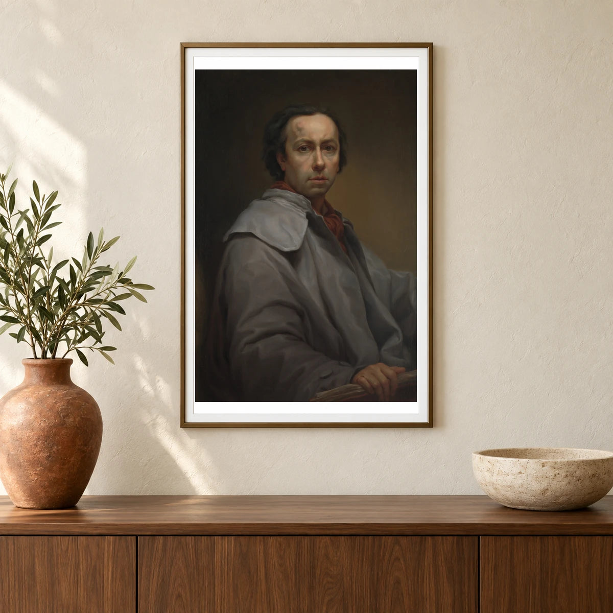 Self Portrait By Anton Raphael Mengs — Classical Art shown in a styled interior