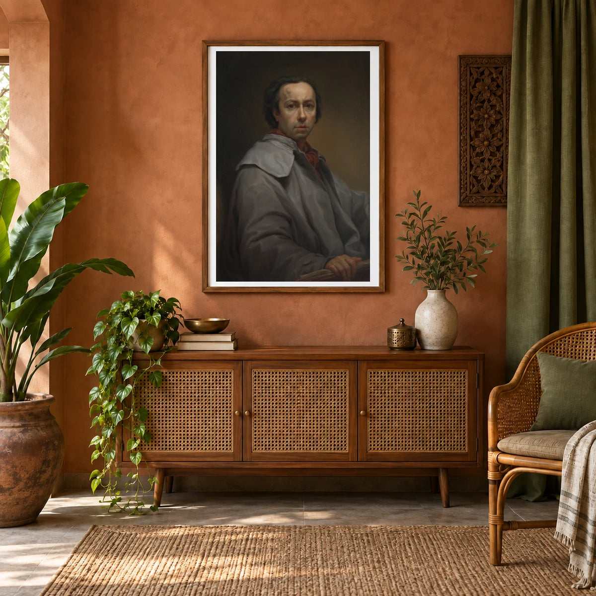 Self Portrait By Anton Raphael Mengs — Classical Art shown in a styled interior