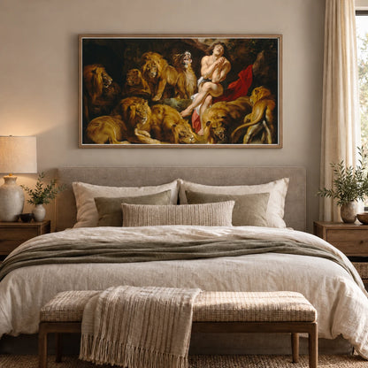 Sir Peter Paul Rubens Daniel In The Lions Den — Classical Art shown in a styled interior