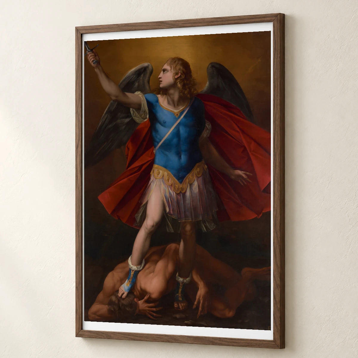 Standing Winged Male Figure With Long Curly Blonde Hair, Looking Up Toward Ulc — Classical Art classical art print by SaamCrafts