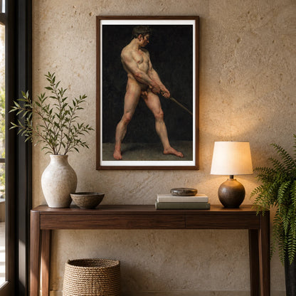 Study Of A Nude Man, Follower Of Pierre Narcisse Guérin — Classical Art shown in a styled interior