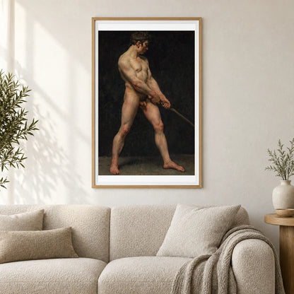 Study Of A Nude Man, Follower Of Pierre Narcisse Guérin — Classical Art shown in a styled interior