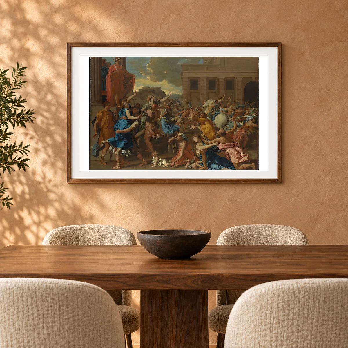 The Abduction Of The Sabine Women By Nicolas Poussin — Classical Art shown in a styled interior
