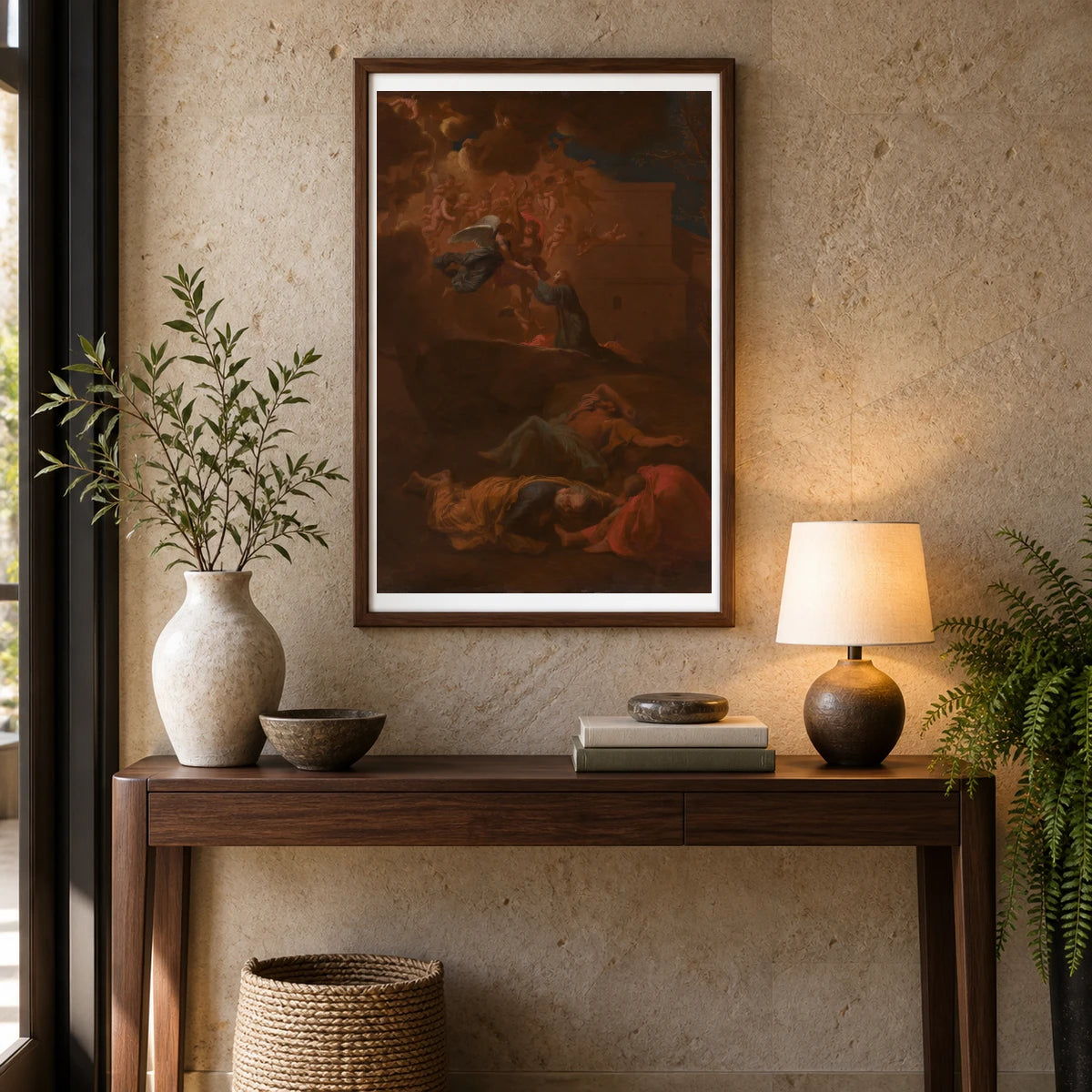 The Agony In The Garden By Nicolas Poussin — Classical Art shown in a styled interior