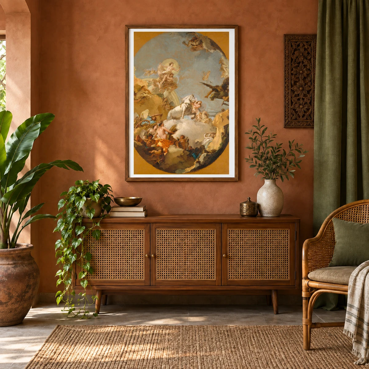 The Chariot Of Aurora By Giovanni Battista Tiepolo — Classical Art shown in a styled interior