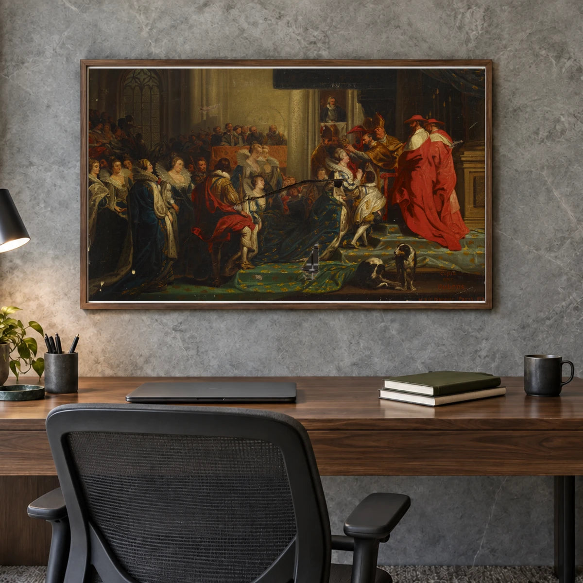 The Coronation Of Maria De Medici, A Copy After Peter Paul Rubens, 1850, Nils Jakob Olsson Blommér — Classical Art shown in a styled interior