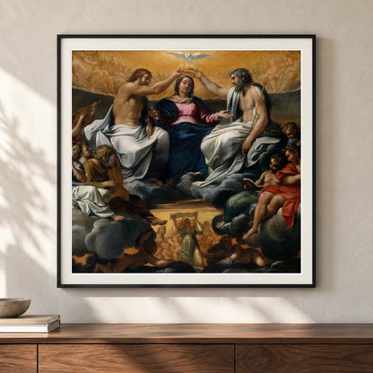 The Coronation Of The Virgin By Annibale Carracci — Classical Art shown in a styled interior