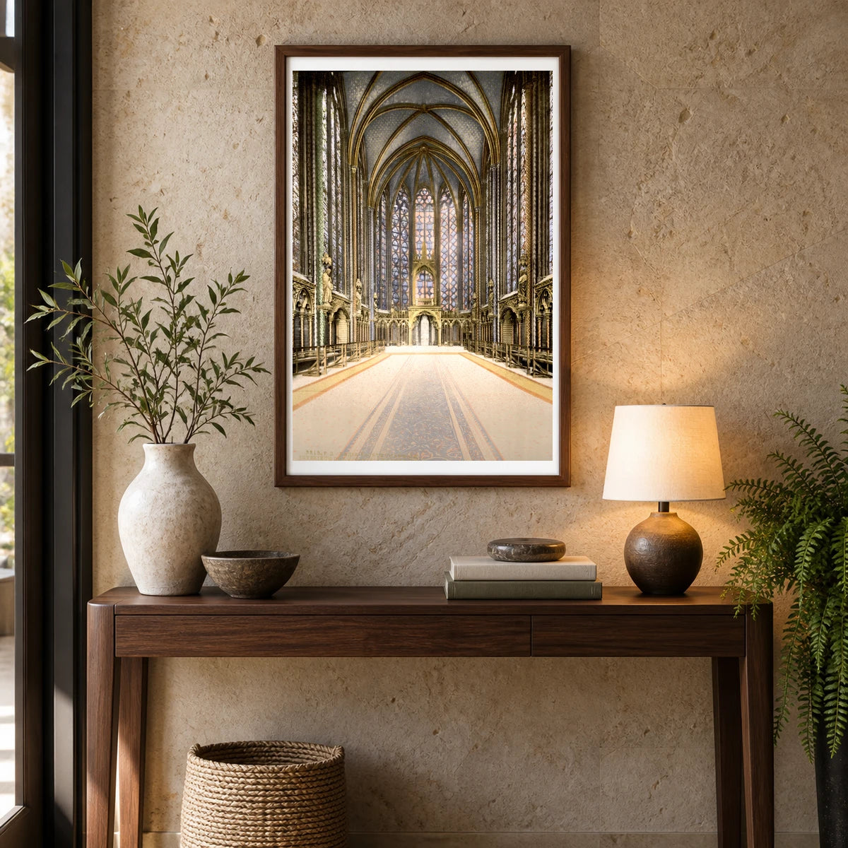The Holy Chapel (sainte Chapelle), Interior, Paris, France. — Classical Art shown in a styled interior