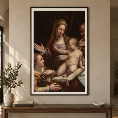 The Holy Family With Saint Catherine Of Alexandria By Lavinia Fontana — Classical Art shown in a styled interior