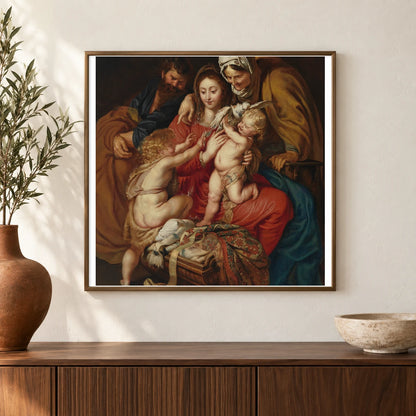 The Holy Family With St. Elizabeth, St. John, And A Dove By Peter Paul Rubens — Classical Art shown in a styled interior