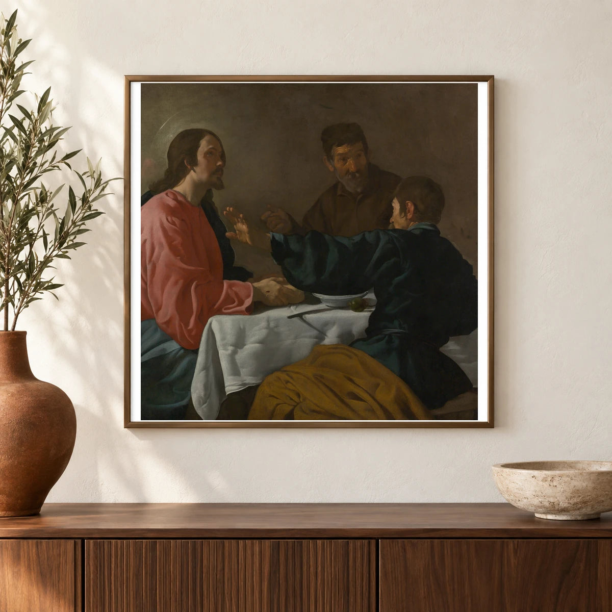 The Supper At Emmaus By Velázquez — Classical Art shown in a styled interior