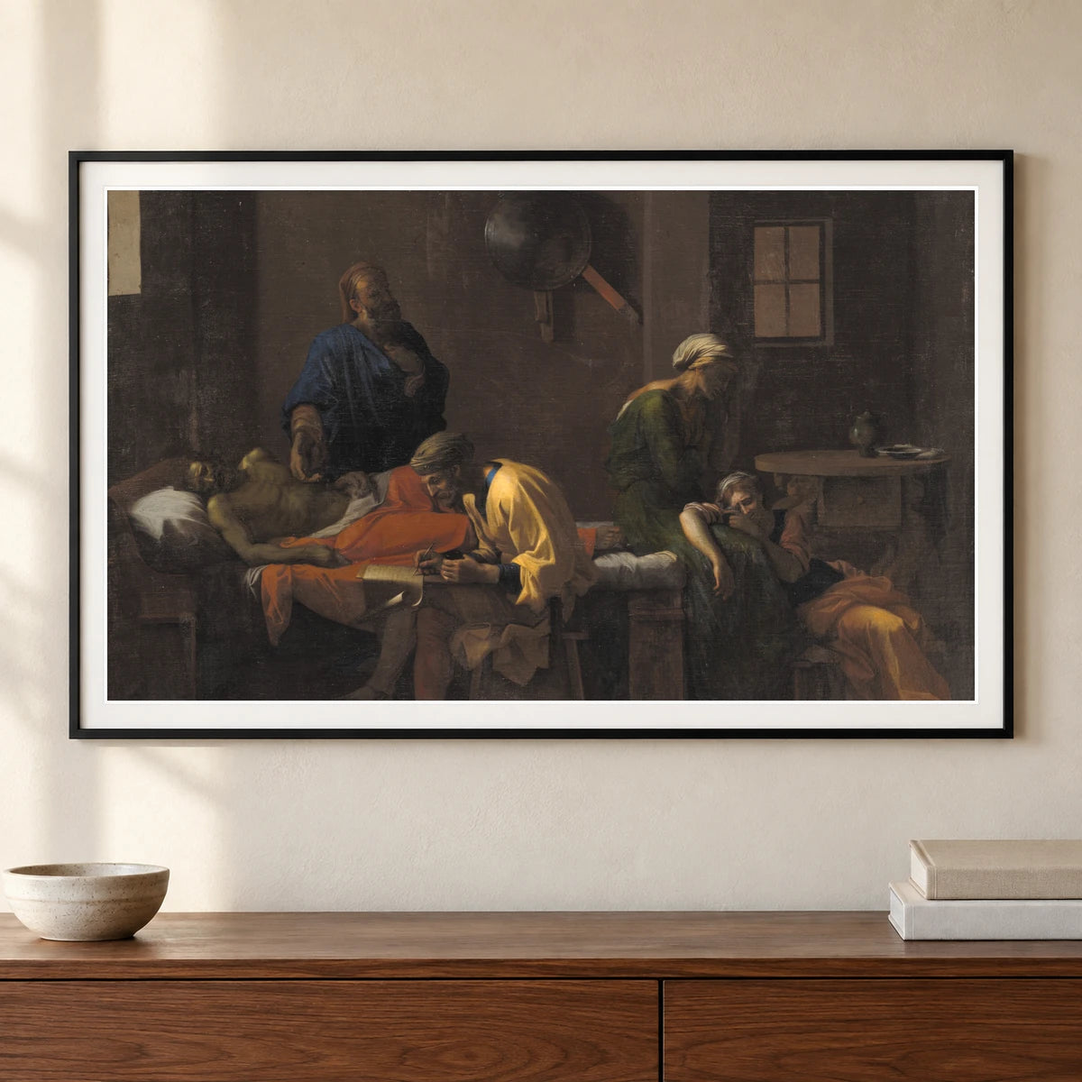 The Testament Of Eudamidas By Nicolas Poussin — Classical Art shown in a styled interior