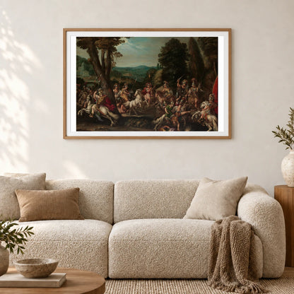 Triumph Of The Amazons By Claude Déruet — Classical Art shown in a styled interior