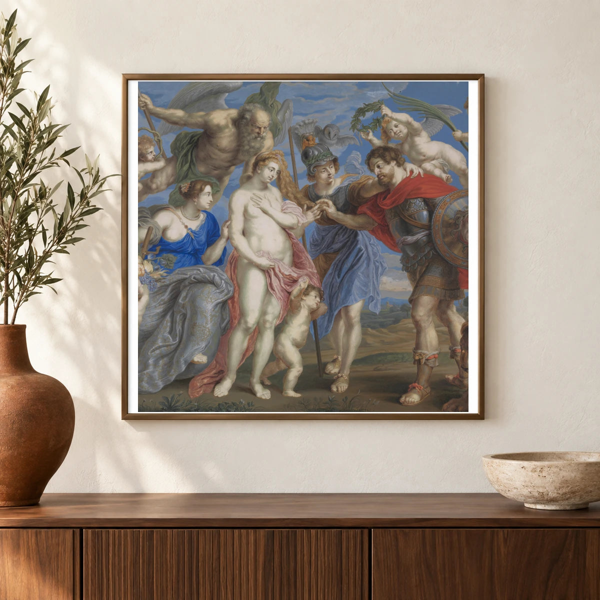 Victorious Hero Takes Occasion To Conclude Peace — Classical Art shown in a styled interior
